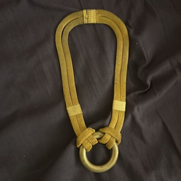 Vintage Modernist Brass Necklace, 1940's - Picture 1 of 5